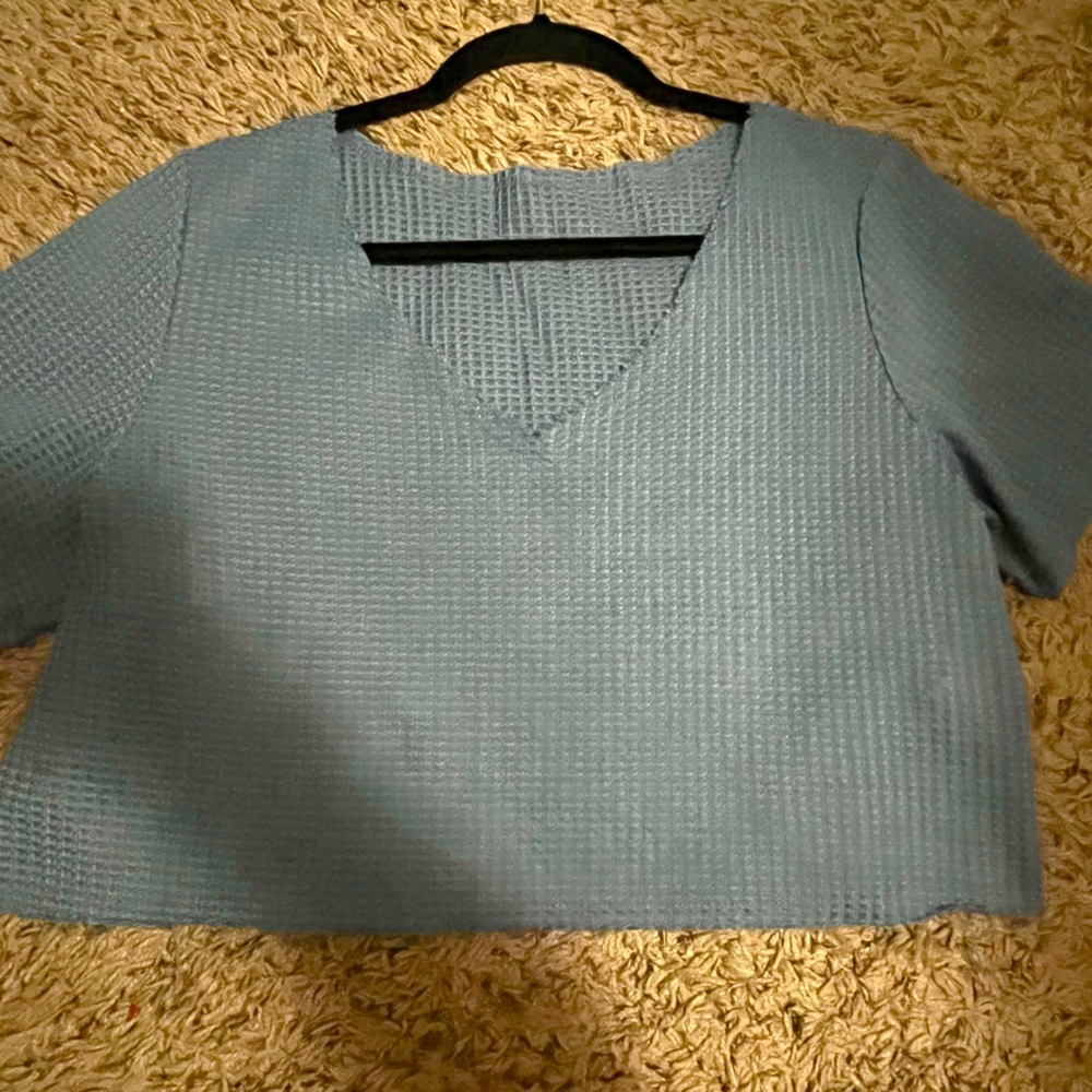 Blue Cropped Shirt